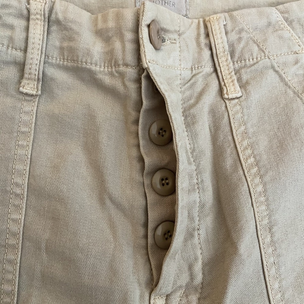 Mother Jeans Patch Pocket Private Ankle Fray Pants Khaki Wide Leg Women's 24 - Picture 4 of 10